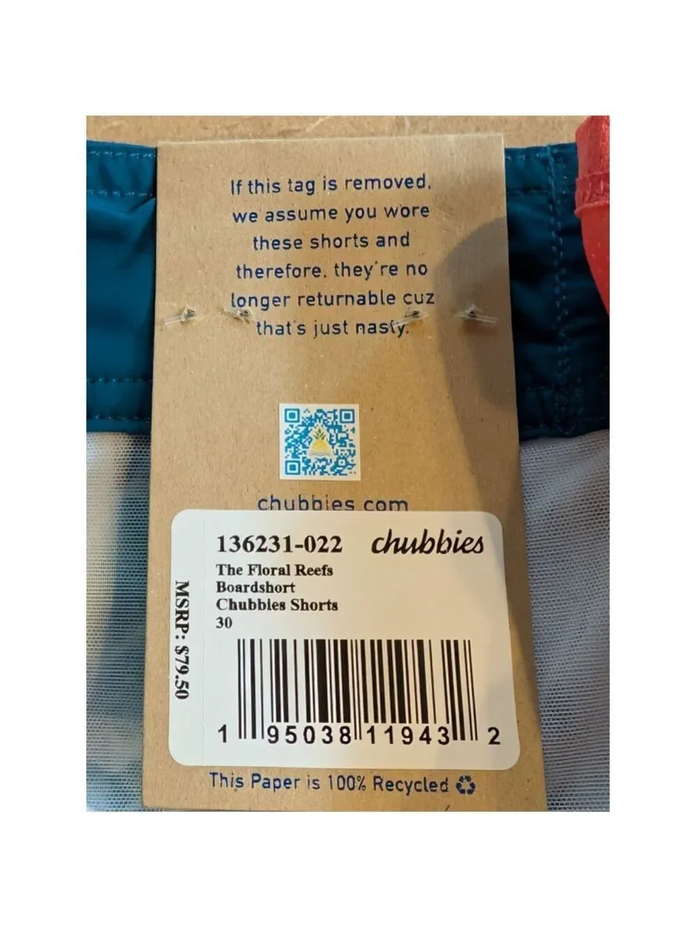 NEW Chubbies Swim Shorts Men 30 Waist The Floral Reef Board Shorts 6